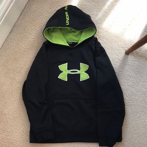 Under Armour Boys Black and Neon Green Hoodie